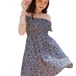 HAUTE ROGUE Ditsy Floral Smocked Top Minidress